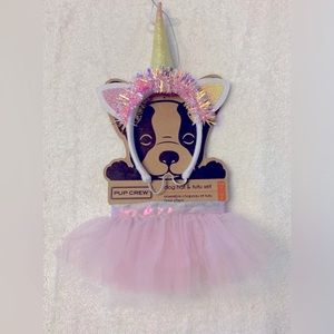 NEW~ PUP CREW Pink Hat and Tutu Set Dog Pet Apparel Size XS